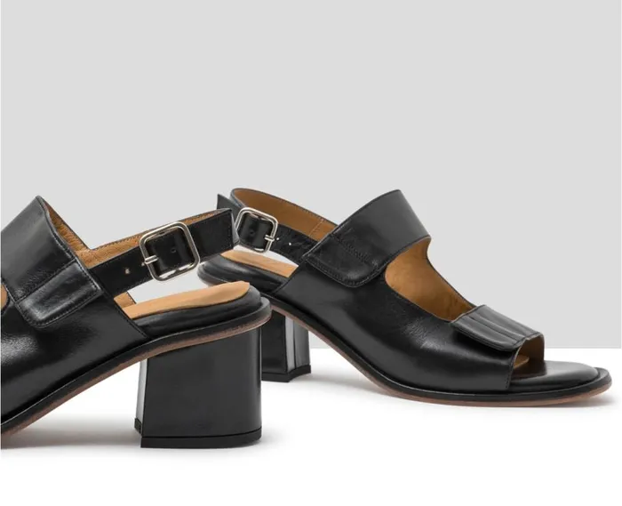 Audley Shoes Medium Heel Leather Sandal Jessie Black Women Medium Heel