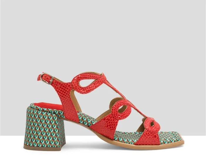 Audley Shoes Medium Heel Leather Sandal Leire Green Women Medium Heel