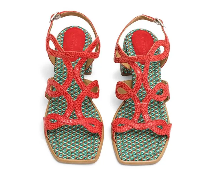 Audley Shoes Medium Heel Leather Sandal Leire Green Women Medium Heel