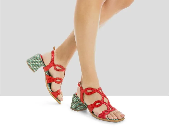Audley Shoes Medium Heel Leather Sandal Leire Green Women Medium Heel