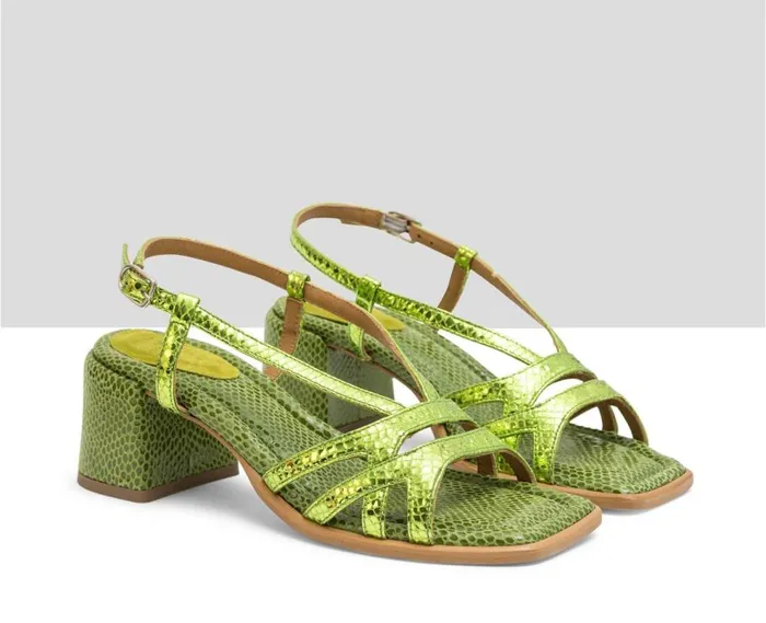 Audley Shoes Medium Heel Leather Sandal Lisseth Green Women Medium Heel