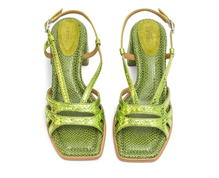 Audley Shoes Medium Heel Leather Sandal Lisseth Green Women Medium Heel