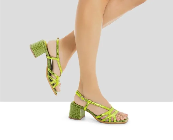 Audley Shoes Medium Heel Leather Sandal Lisseth Green Women Medium Heel