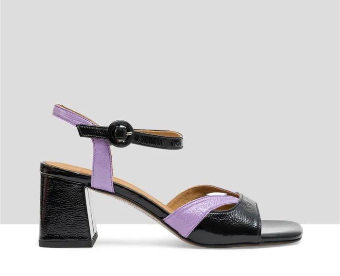 Audley Shoes Medium Heel Leather Sandal Luana Black Women Medium Heel
