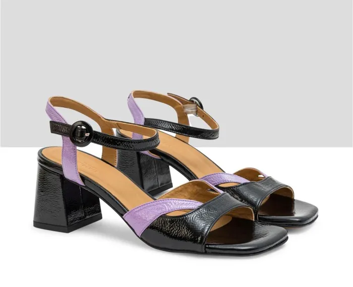 Audley Shoes Medium Heel Leather Sandal Luana Black Women Medium Heel