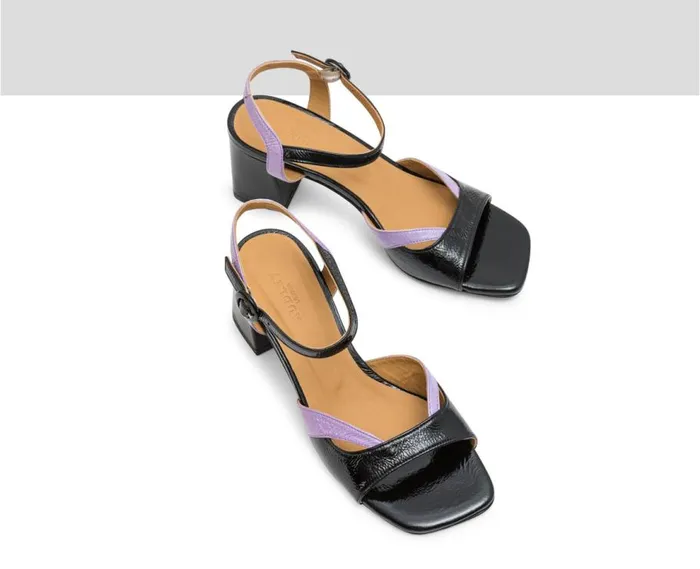 Audley Shoes Medium Heel Leather Sandal Luana Black Women Medium Heel