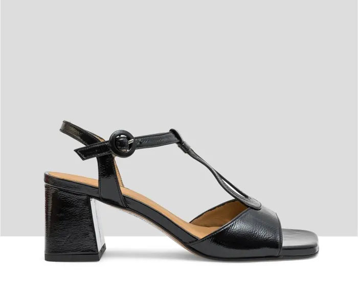 Audley Shoes Medium Heel Leather Sandal Lucca Black Women Medium Heel