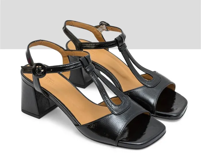 Audley Shoes Medium Heel Leather Sandal Lucca Black Women Medium Heel