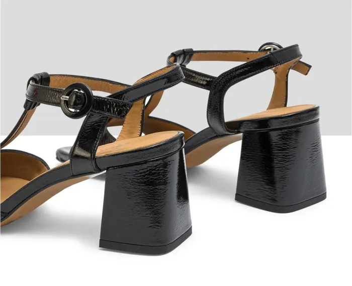 Audley Shoes Medium Heel Leather Sandal Lucca Black Women Medium Heel