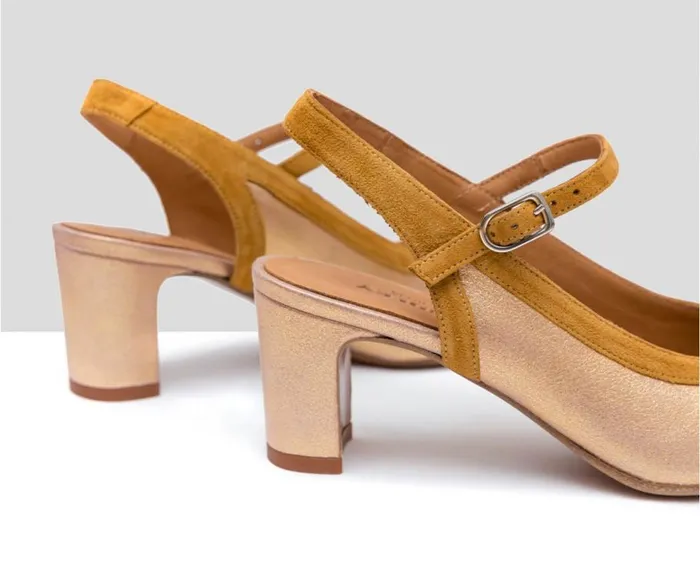 Audley Shoes Medium Heel Leather Shoe Faina Brown Women Medium Heel
