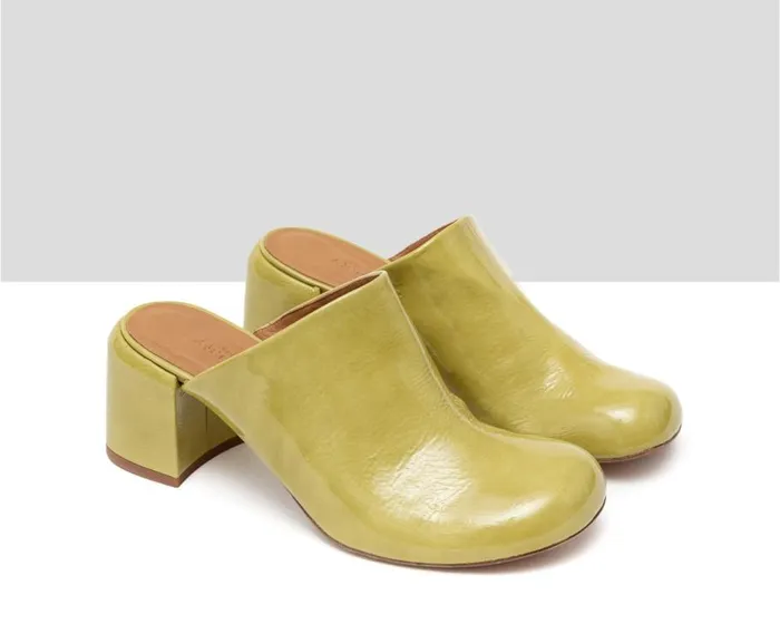 Audley Shoes Medium Heel Leather Shoe Hanae Green Women Medium Heel