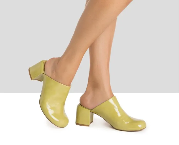 Audley Shoes Medium Heel Leather Shoe Hanae Green Women Medium Heel