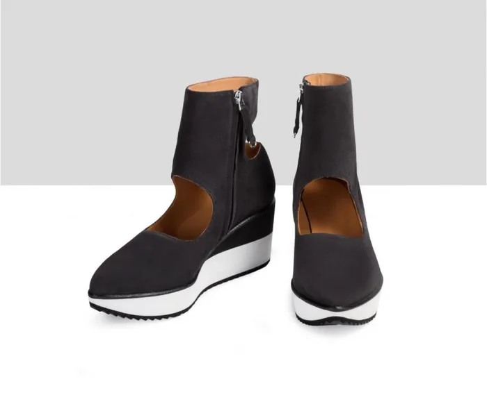 Audley Shoes Mid Heel Leather Booties Electra Grey Women Sneakers