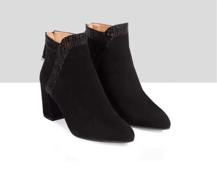 Audley Shoes Mid Heel Leather Booties Endora Black Women Medium Heel