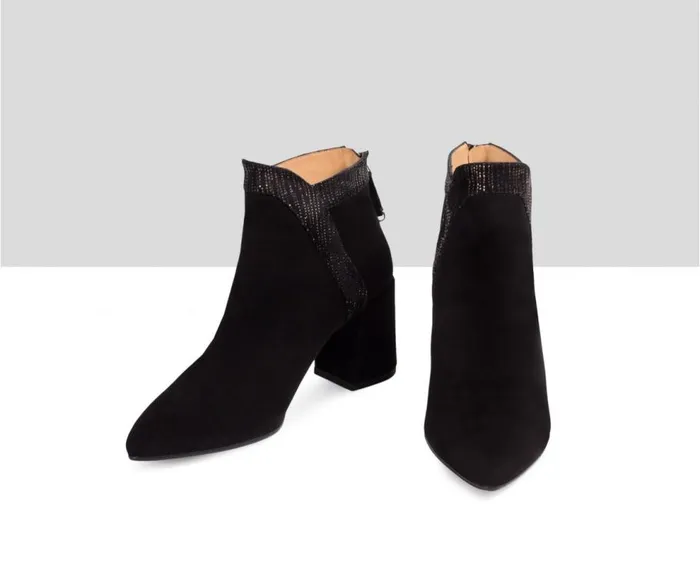 Audley Shoes Mid Heel Leather Booties Endora Black Women Medium Heel