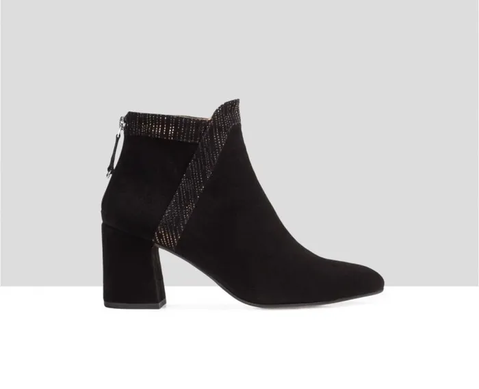 Audley Shoes Mid Heel Leather Booties Endora Black Women Medium Heel