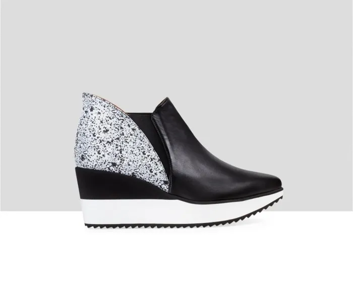Audley Shoes Mid Heel Leather Booties Etiopia Black Women Sneakers