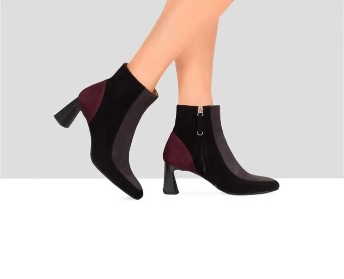 Audley Shoes Mid Heel Leather Booties Eydis Black Women Medium Heel