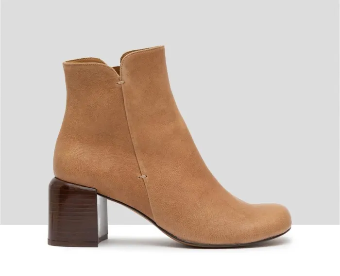 Audley Shoes Mid Heel Leather Booties Galen Brown Women Medium Heel