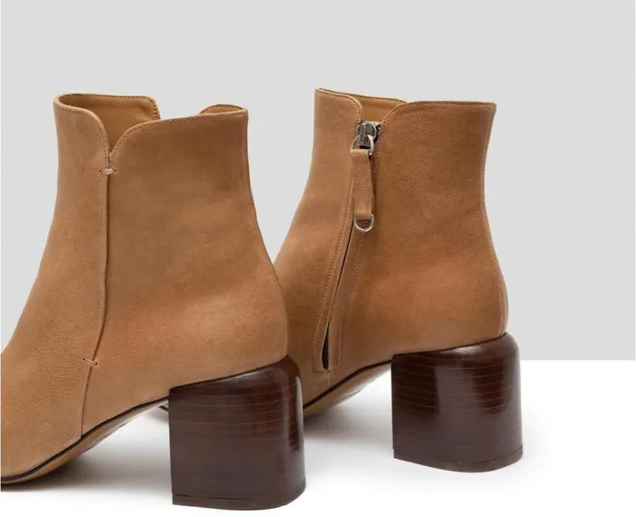 Audley Shoes Mid Heel Leather Booties Galen Brown Women Medium Heel