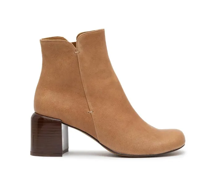 Audley Shoes Mid Heel Leather Booties Galen Brown Women Medium Heel