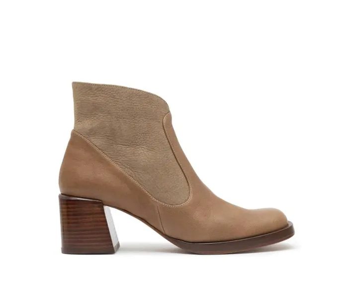 Audley Shoes Mid Heel Leather Booties Galina Brown Women Medium Heel