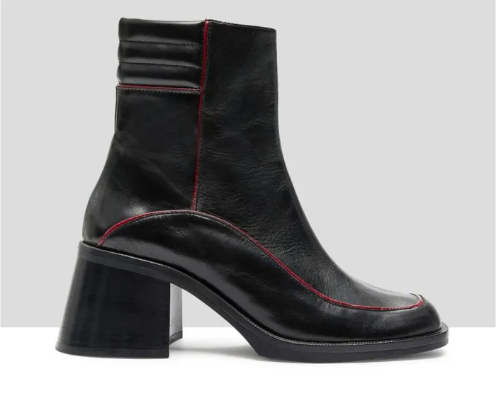 Audley Shoes Mid Heel Leather Booties Iciar Black Women Medium Heel