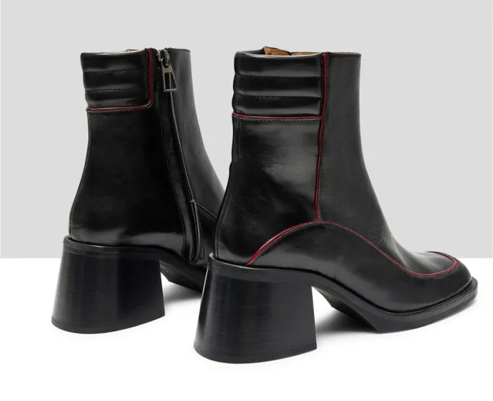 Audley Shoes Mid Heel Leather Booties Iciar Black Women Medium Heel