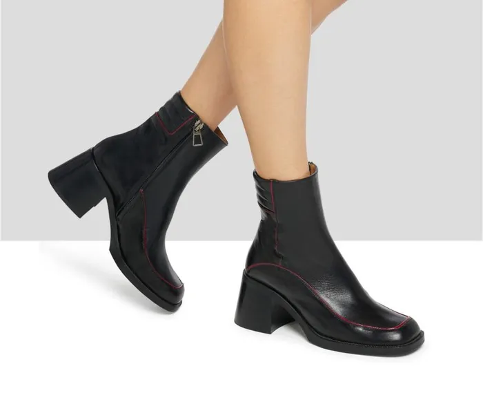 Audley Shoes Mid Heel Leather Booties Iciar Black Women Medium Heel