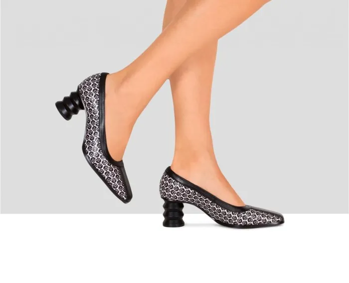 Audley Shoes Mid Heel Leather Shoe Elfa Black Women Medium Heel