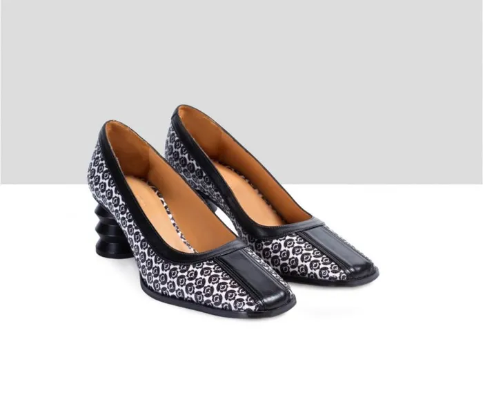 Audley Shoes Mid Heel Leather Shoe Elfa Black Women Medium Heel