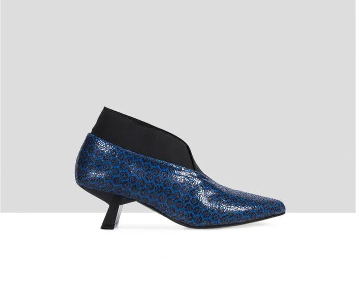 Audley Shoes Mid Heel Leather Shoe Eviana Blue Women Medium Heel