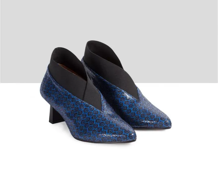 Audley Shoes Mid Heel Leather Shoe Eviana Blue Women Medium Heel