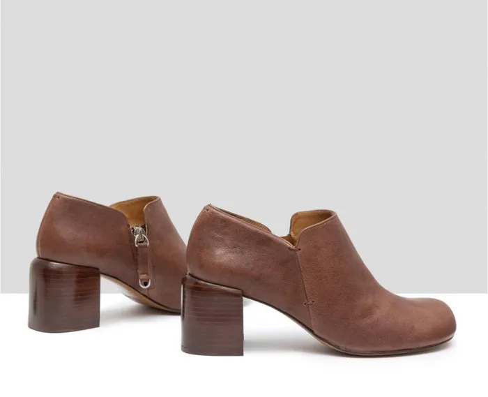Audley Shoes Mid Heel Leather Shoe Galilea Brown Women Medium Heel