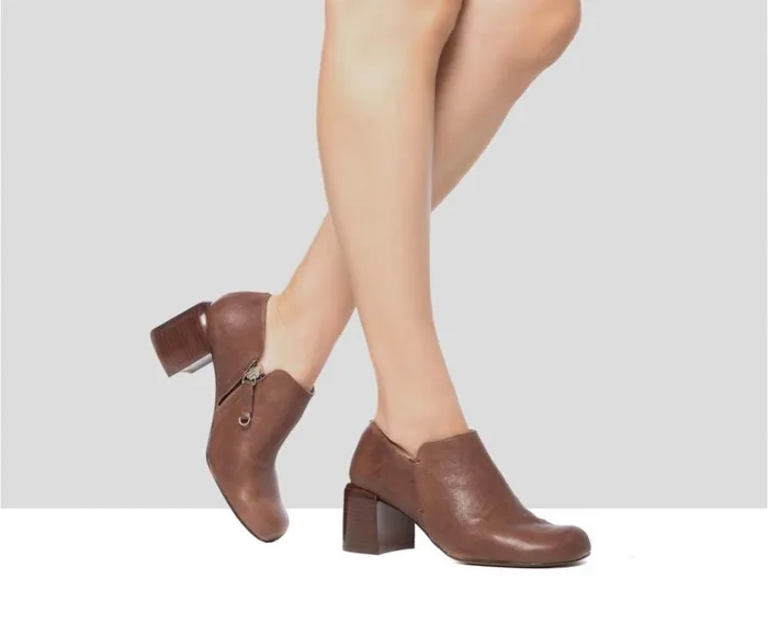 Audley Shoes Mid Heel Leather Shoe Galilea Brown Women Medium Heel