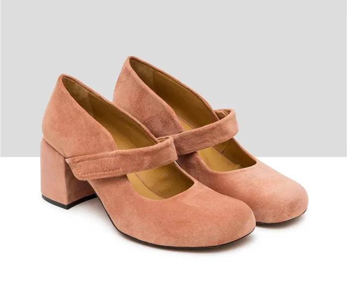 Audley Shoes Mid Heel Leather Shoe Gean Nude Women Medium Heel