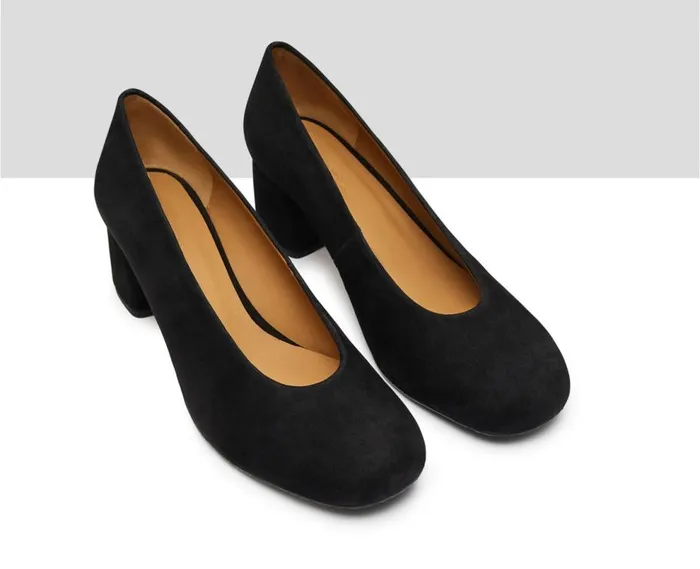 Audley Shoes Mid Heel Leather Shoe Idelisa Black Women Medium Heel