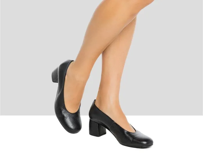 Audley Shoes Mid Heel Leather Shoe Isabel Black Women Medium Heel