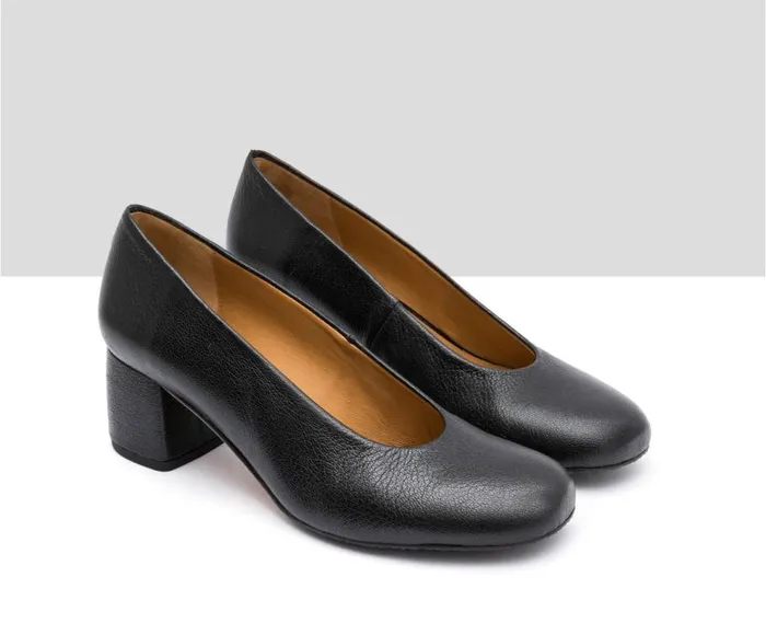 Audley Shoes Mid Heel Leather Shoe Isabel Black Women Medium Heel