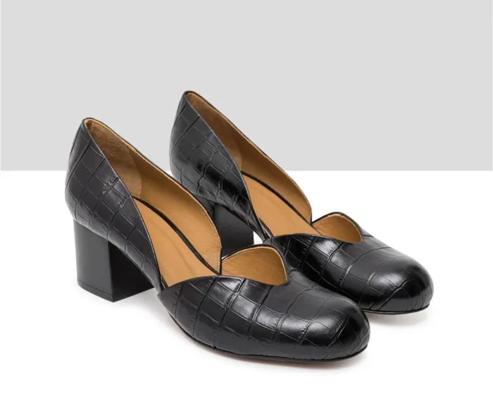 Audley Shoes Mid Heel Leather Shoe Jamelia Black Women Medium Heel