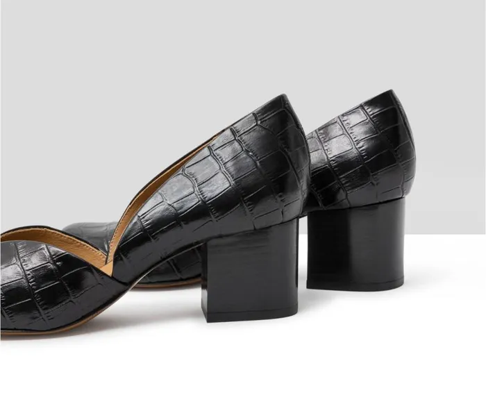 Audley Shoes Mid Heel Leather Shoe Jamelia Black Women Medium Heel
