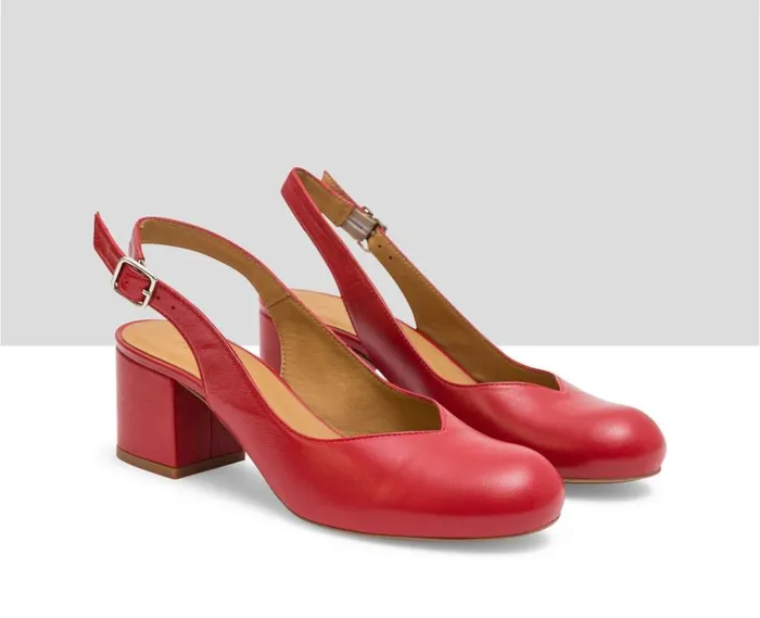 Audley Shoes Mid Heel Leather Shoe Julieta Red Women Medium Heel