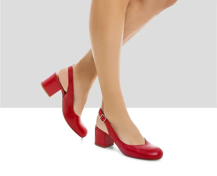 Audley Shoes Mid Heel Leather Shoe Julieta Red Women Medium Heel