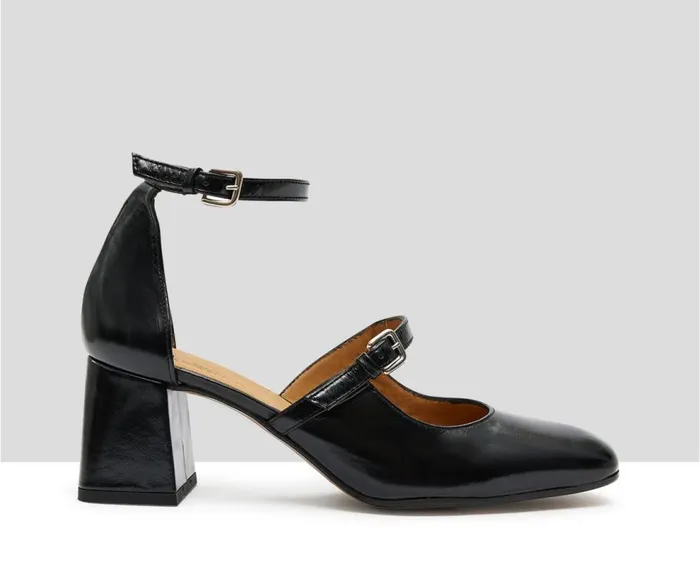 Audley Shoes Mid Heel Leather Shoe Kaira Black Women Medium Heel