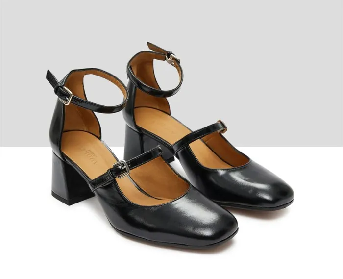 Audley Shoes Mid Heel Leather Shoe Kaira Black Women Medium Heel