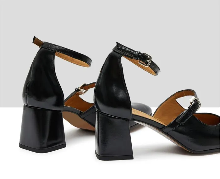 Audley Shoes Mid Heel Leather Shoe Kaira Black Women Medium Heel