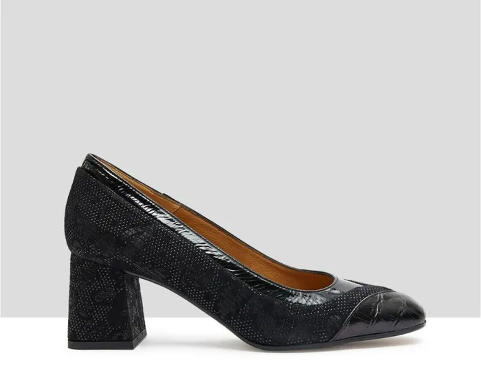 Audley Shoes Mid Heel Leather Shoe Karol Black Women Medium Heel