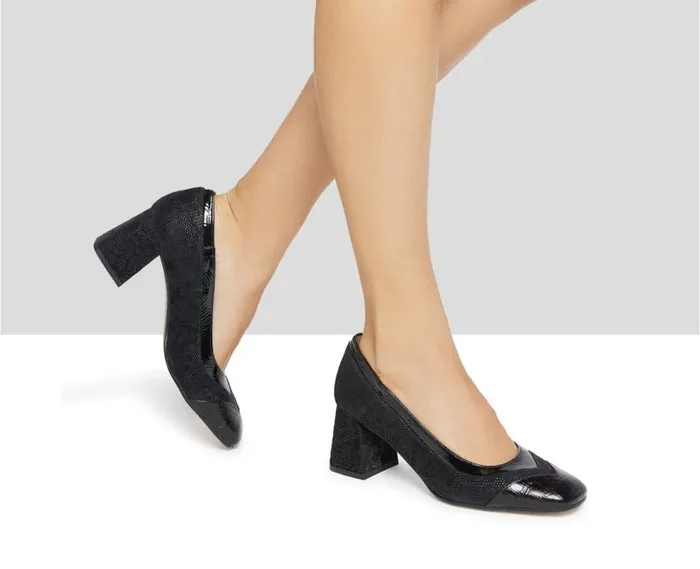 Audley Shoes Mid Heel Leather Shoe Karol Black Women Medium Heel