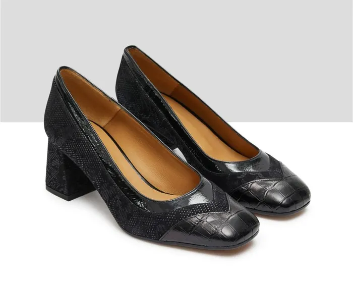 Audley Shoes Mid Heel Leather Shoe Karol Black Women Medium Heel