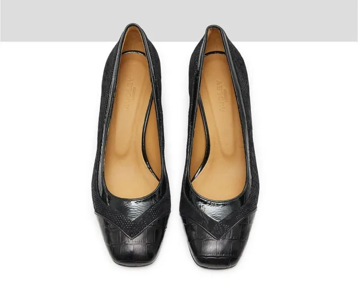 Audley Shoes Mid Heel Leather Shoe Karol Black Women Medium Heel